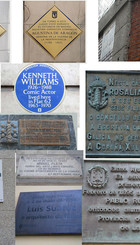 Exemplos de placas típicas en Londres e Madrid e os varios modelos na Coruña