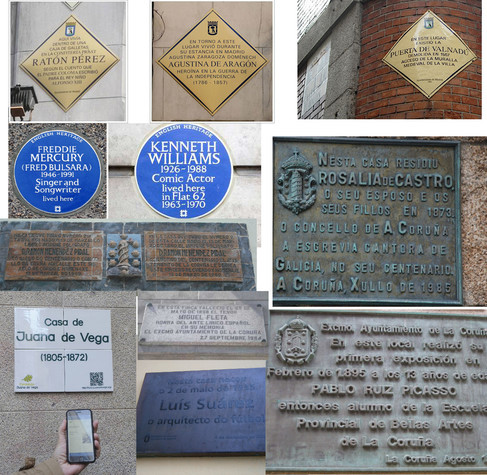  Exemplos de placas típicas en Londres e Madrid e os varios modelos na Coruña 
